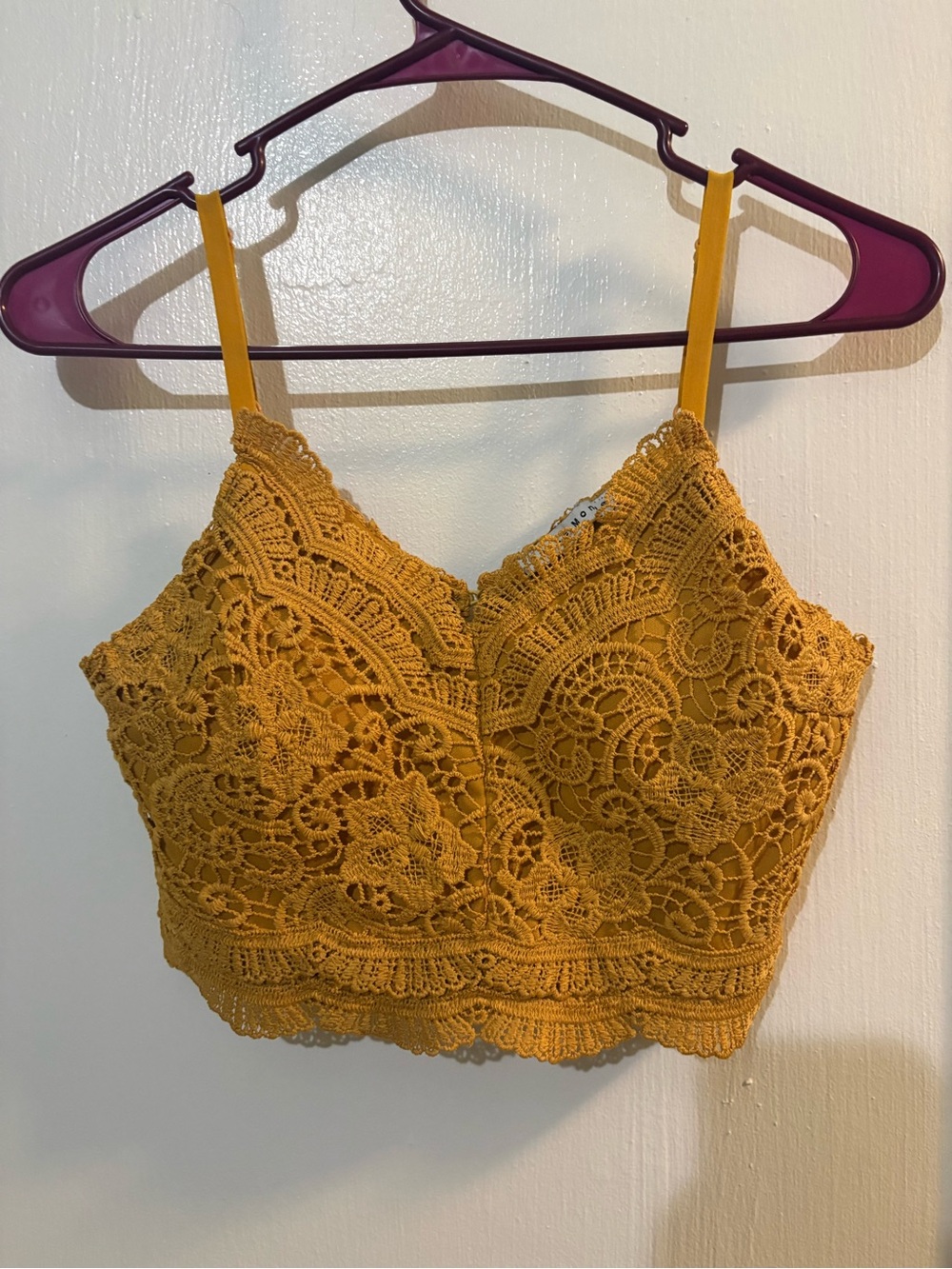 Haute Monde Mustard Crochet Lace Bralette Camisole
